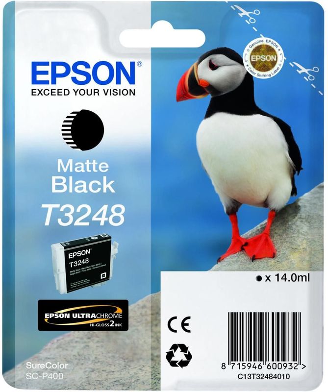 Epson T3248 inktcartridge mat zwart (origineel)