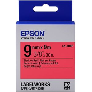 Epson LK-3RBP tape zwart op pastel rood 9mm (origineel)