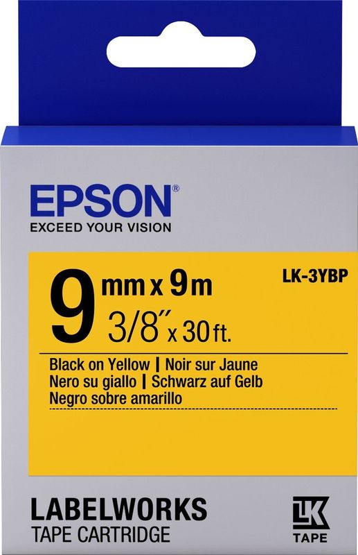 Epson LK-3YBP labelprinter-tape Zwart op geel