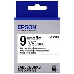 ORIGINAL Epson Schriftband Schwarz auf Weiß C53S653003 LK-3WBN 9 mm x 9 m
