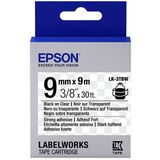 Epson LK-3TBW extra klevende tape zwart op transparant 9mm (origineel)