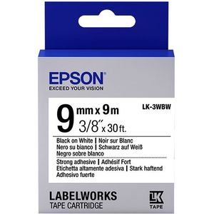 Epson LK-3WBW extra klevende tape zwart op wit 9mm (origineel)