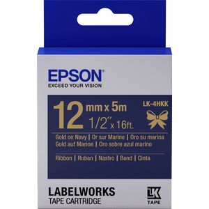 Epson LK-4HKK labelprinter-tape Goud op navyblauw