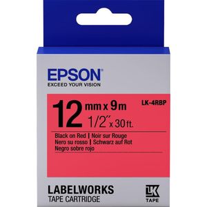 Epson LK-4RBP tape zwart op pastel rood 12 mm (origineel)