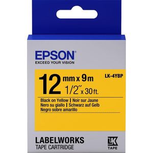 Epson LK-4YBP tape zwart op pastel geel / 12 mm (origineel)