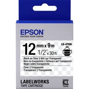 Epson LK-4TBN tape zwart op transparant 12mm (origineel)
