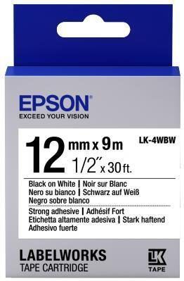 Epson Etikettenkassette LK-4WBW - Stark haftend - schwarz auf weiß - 12mmx9m