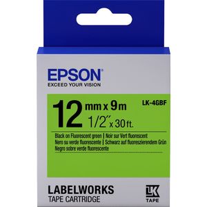 Epson LK-4GBF labelprinter-tape Zwart op groen