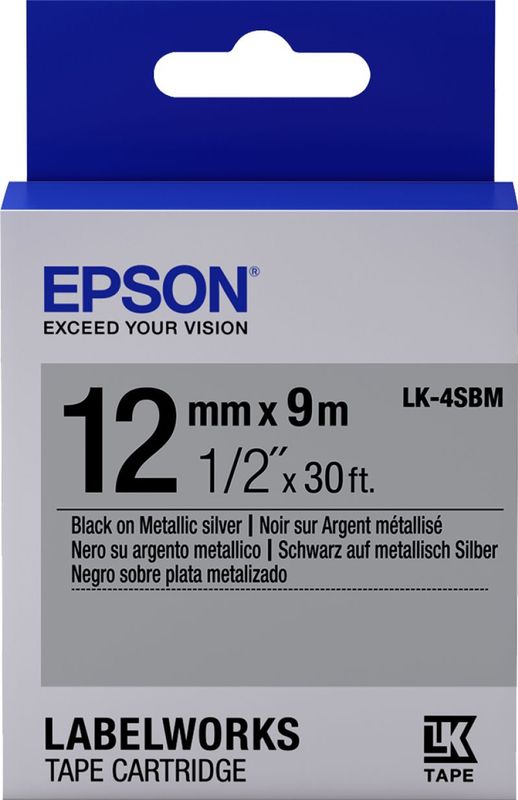 Epson, Etiketteringstape, Labelcassette Lk-4sbm (1.20 cm, Zwart)