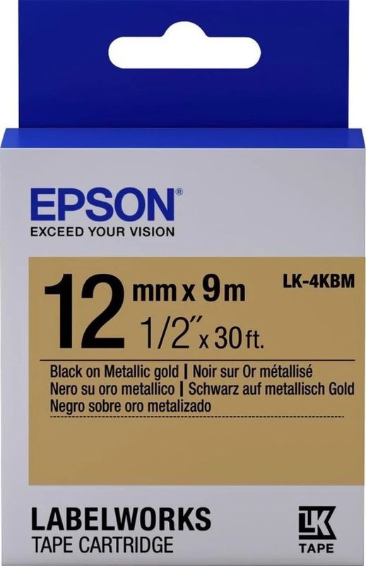 Epson LK-4KBM tape zwart op metallic goud 12mm (origineel)
