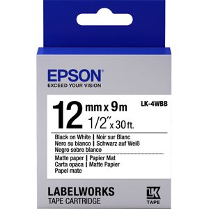 Epson Matte Paper Tape - LK-4WBB Matte Pap Blk/Wht 12/9