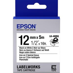 Epson LK-4WBQ opstrijkbare tape zwart op wit 12 mm (origineel)
