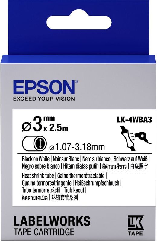 Epson LK-4WBA3 labelprinter-tape Zwart op wit