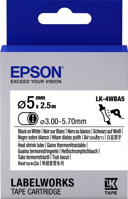 Epson LK-4WBA5 labelprinter-tape Zwart op wit