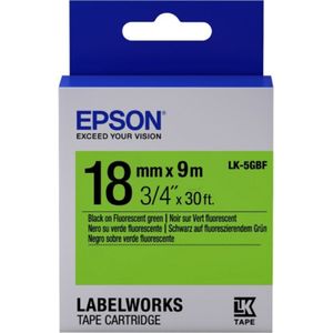 Epson LK-5GBF tape zwart op fluorescerend groen 18mm (origineel)