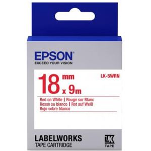 Epson LK-5WRN standard tape rood op wit 18 mm (origineel)