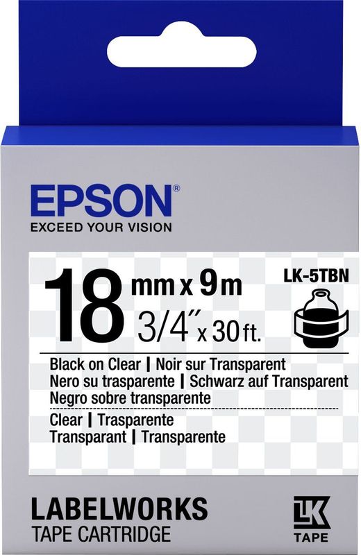 Epson LK-5TBN labelprinter-tape Zwart op zilver