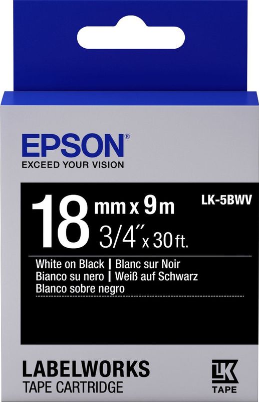 Epson LK-5BWV labelprinter-tape Wit op zwart