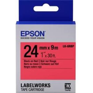 Epson LK-6RBP tape zwart op pastel rood 24mm (origineel)