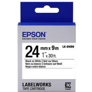 Epson LK-6WBN standard tape zwart op wit 24 mm (origineel)