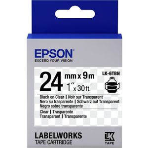 Epson LK-6TBN tape zwart op transparant 24mm (origineel)