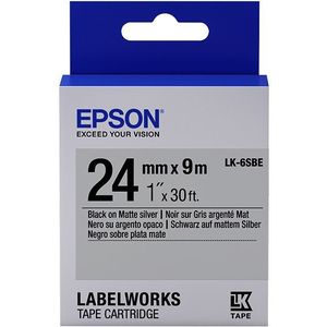 Epson LK-6SBE matte tape zwart op zilver 24 mm (origineel)
