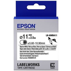 Epson LK-6WBA11 krimpkous zwart op wit 11mm (origineel)