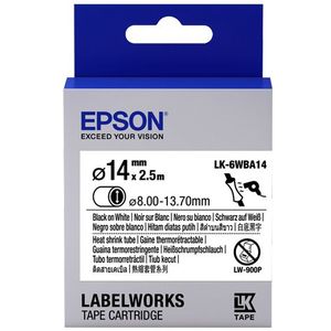 Epson LK-6WBA14 krimpkous zwart op wit 14 mm (origineel)