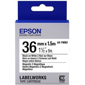 Epson LK-7WB2 magnetische tape zwart op wit 36 mm (origineel)