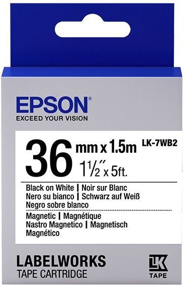 Epson LK-7WB2 magnetische tape zwart op wit 36 mm (origineel)