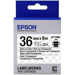 Epson LK-7TBN tape zwart op transparant 36 mm (origineel)