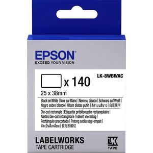 Epson -etikettencassette voorgesneden rechthoekig LK-8WBWAC, zwart/wit 25 x 38 mm (140 etiketten)