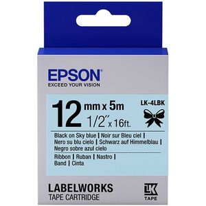 Epson LK-4LBK satijnlint tape zwart op lichtblauw 12 mm (origineel)