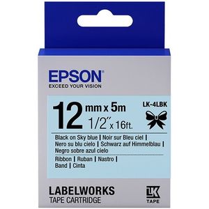 Epson LK-4LBK satijnlint tape zwart op lichtblauw 12mm (origineel)
