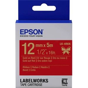 Epson LK-4RKK satijnlint tape goud op rood 12 mm (origineel)