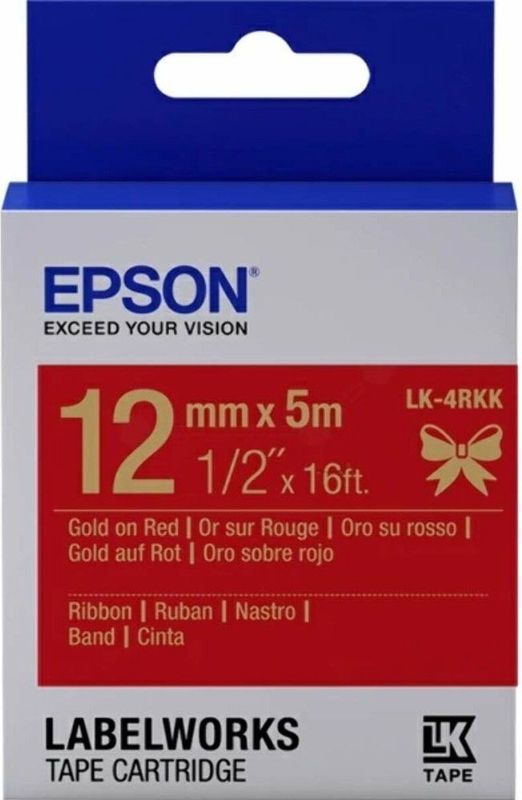 Epson - LK-4RKK - Etiketteringstape - Goud - Rood - 12 mm x 5 m