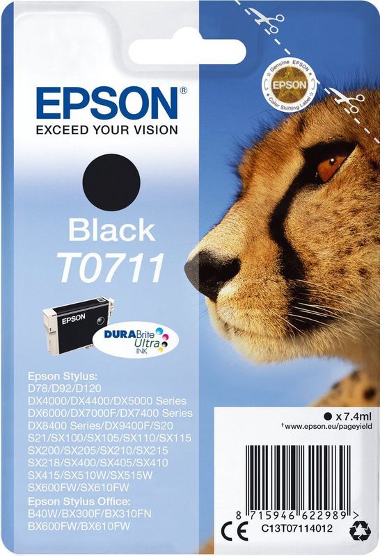 Epson - C13T07114022 - Inktcartridge - Zwart - 7.4ml - 250 pagina's