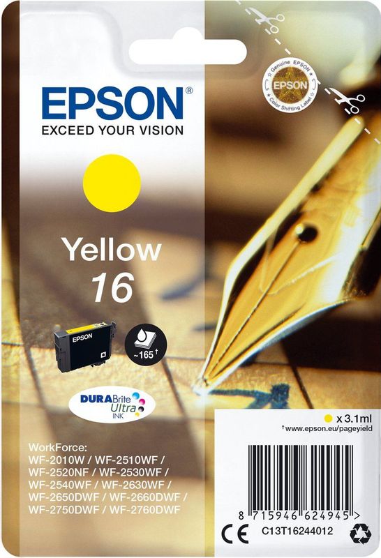 Epson 16 (T1624) inktcartridge geel (origineel)