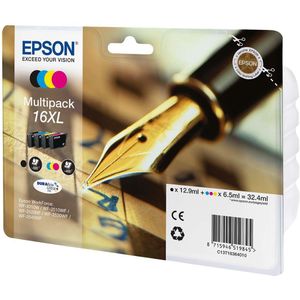 Inktpatroon Epson 16XL (T1636) multipack 4 kleuren hoge capaciteit (origineel)