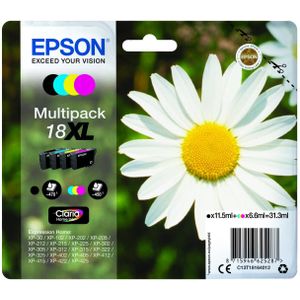 Epson 18XL (T1816) multipack zwart + 3 kleuren hoge capaciteit Inktcartridge (origineel)
