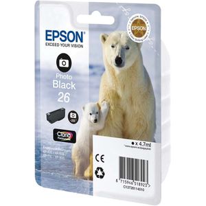 Epson Polar bear Singlepack Photo Black 26XL Claria Premium Ink (C13T26314012)
