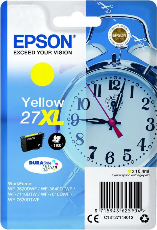 Epson Alarm clock C13T27144012 inktcartridge 1 stuk(s) Origineel Hoog (XL) rendement Geel