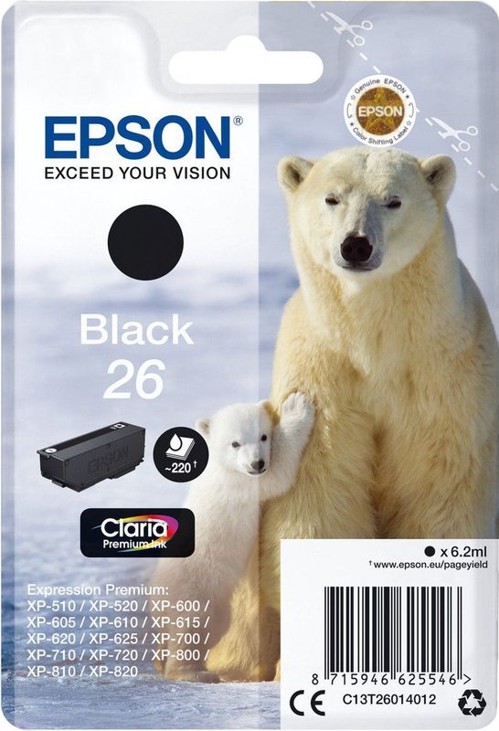 Epson Polar bear C13T26014022 inktcartridge 1 stuk(s) Origineel Zwart