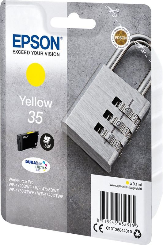 Epson Padlock C13T35844010 inktcartridge 1 stuk(s) Origineel Normaal rendement Geel