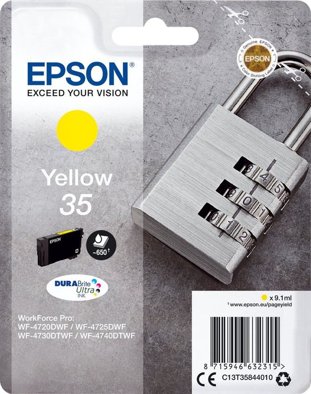 Epson Padlock C13T35844020 inktcartridge 1 stuk(s) Origineel Normaal rendement Geel