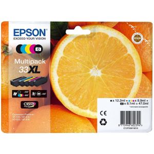 Epson Inktcartridge T3357, 33XL Origineel Combipack Zwart, Foto zwart, Cyaan, Magenta, Geel C13T33574011