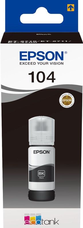 Epson - 104 - EcoTank - Zwart - 65ml - Schrijf- en Tekeninkt