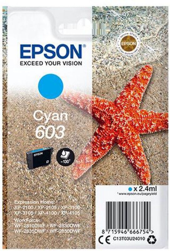 Epson - Singlepack Cyan 603 - Inkt - Kleur: Cyan - Materiaal: Dye en Pigment