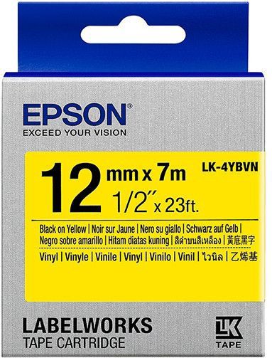 Epson LK-4YBVN TAPES VINYL LABEL TAPE labelprinter-tape Zwart op geel