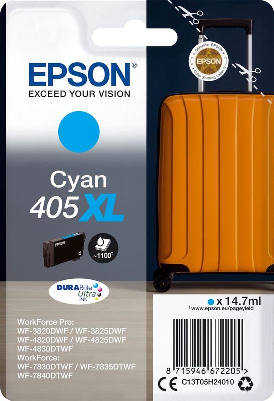 Epson - Singlepack Cyan 405XL - Inkt - Cyan - DURABrite Ultra